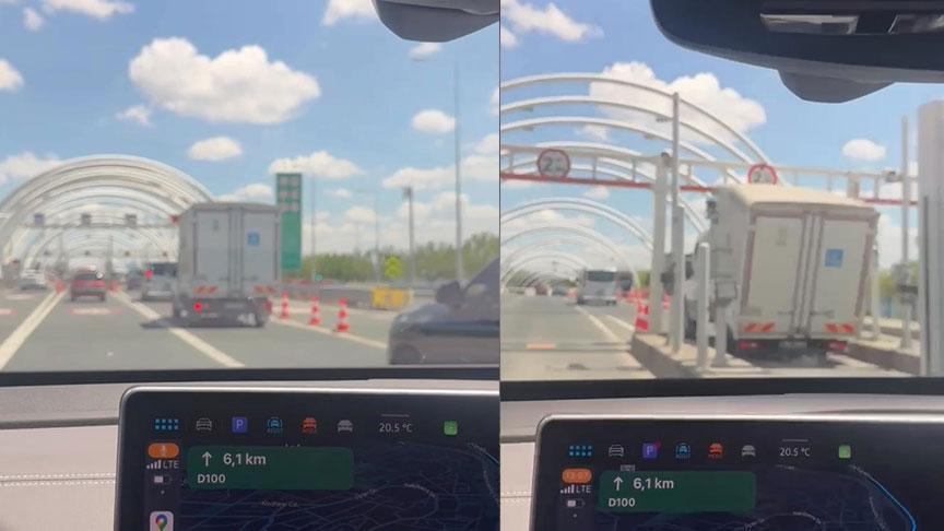 Avrasya Tüneli'nde kaza! Yüksekliği hesaplayamayıp uyarı levhasına çarptı
