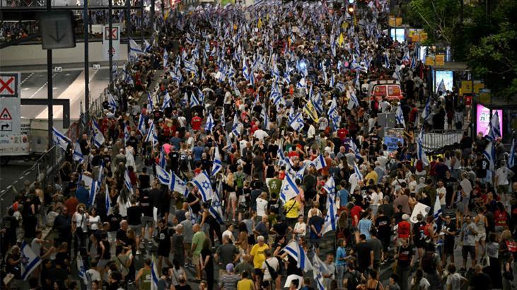 Her hafta binlerce kişi toplanıyordu! Tel Aviv'deki protestolara 'belirsiz güvenlik durumu' ertelemesi