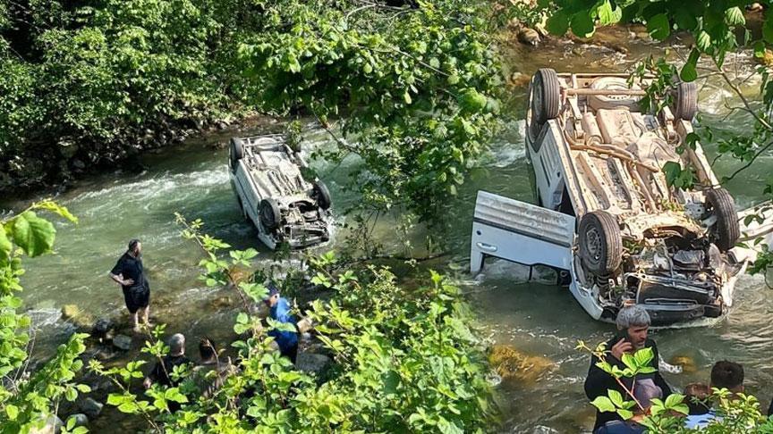 Trabzon'da feci kaza! Araç dereye uçtu: 2 ölü, 1 yaralı